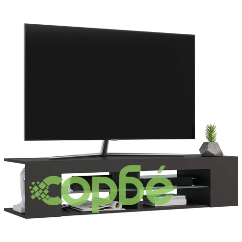 ТВ шкаф с LED осветление, сив, 135x39x30 см ➤ топ цена ➤ sorbe.bg