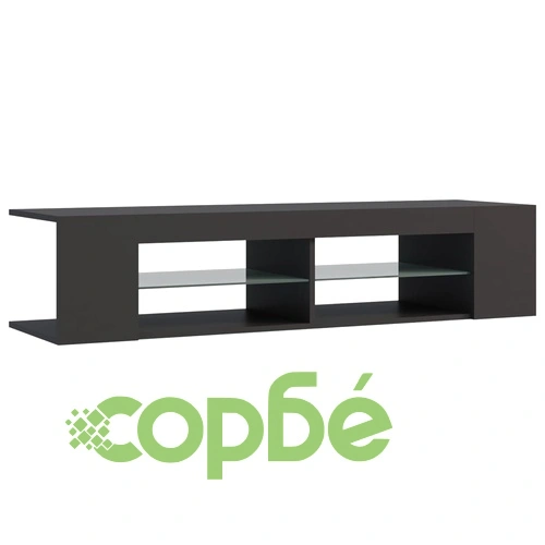 ТВ шкаф с LED осветление, сив, 135x39x30 см ➤ топ цена ➤ sorbe.bg