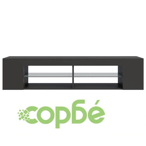 ТВ шкаф с LED осветление, сив, 135x39x30 см ➤ топ цена ➤ sorbe.bg