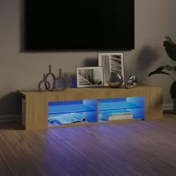 ТВ шкаф с LED осветление, дъб сонома, 135x39x30 см
