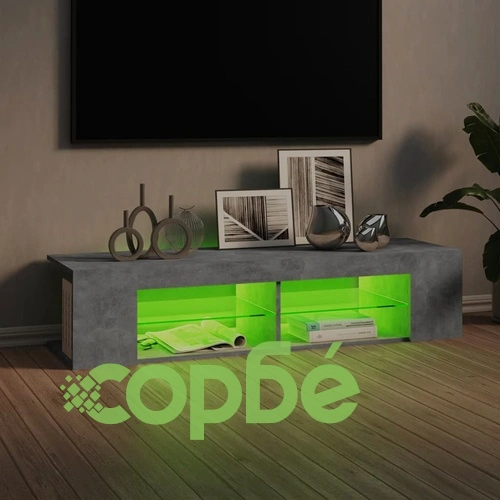 ТВ шкаф с LED осветление, бетонно сив, 135x39x30 см ➤ топ цена ➤ sorbe.bg
