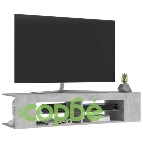 ТВ шкаф с LED осветление, бетонно сив, 135x39x30 см ➤ топ цена ➤ sorbe.bg