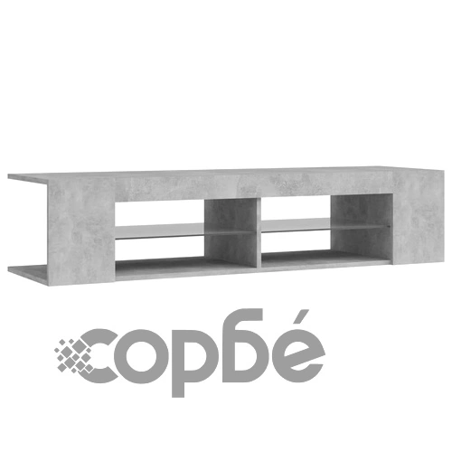 ТВ шкаф с LED осветление, бетонно сив, 135x39x30 см ➤ топ цена ➤ sorbe.bg