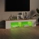 ТВ шкаф с LED осветление, бяло и дъб сонома, 135x39x30 см
