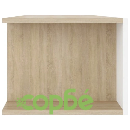 ТВ шкаф с LED осветление, бяло и дъб сонома, 135x39x30 см ➤ топ цена ➤ sorbe.bg