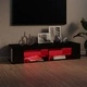 ТВ шкаф с LED осветление, черен гланц, 135x39x30 см