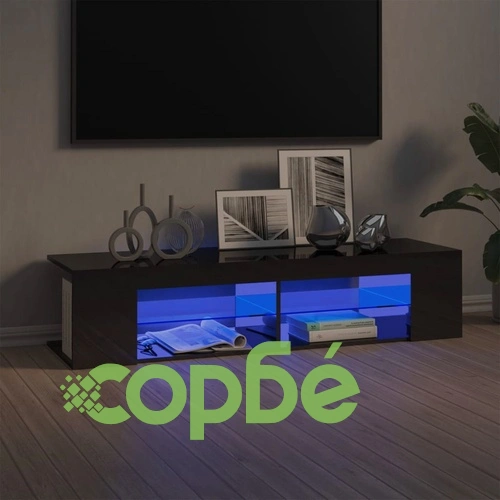 ТВ шкаф с LED осветление, сив гланц, 135x39x30 см ➤ топ цена ➤ sorbe.bg