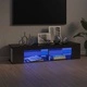 ТВ шкаф с LED осветление, сив гланц, 135x39x30 см