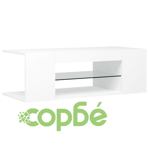 ТВ шкаф с LED осветление, бял, 90x39x30 см ➤ топ цена ➤ sorbe.bg
