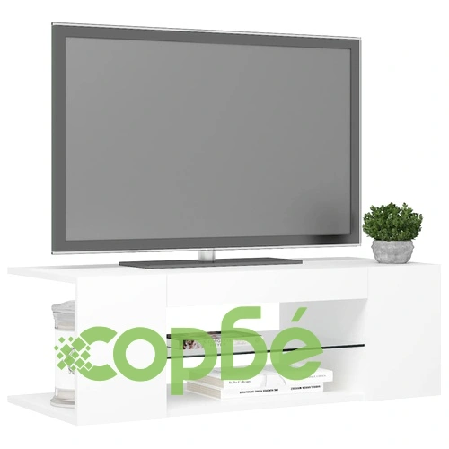 ТВ шкаф с LED осветление, бял, 90x39x30 см ➤ топ цена ➤ sorbe.bg
