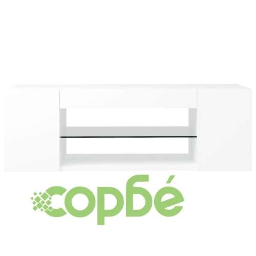 ТВ шкаф с LED осветление, бял, 90x39x30 см ➤ топ цена ➤ sorbe.bg