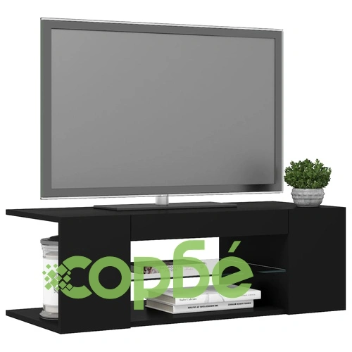 ТВ шкаф с LED осветление, черен, 90x39x30 см ➤ топ цена ➤ sorbe.bg