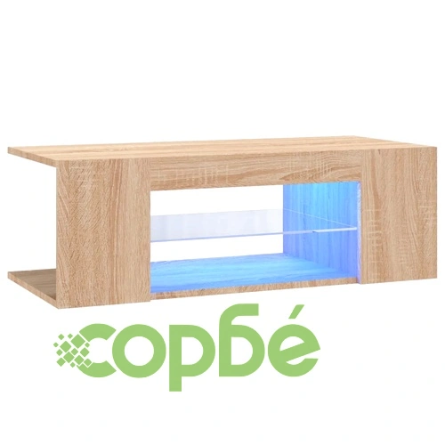 ТВ шкаф с LED осветление, дъб сонома, 90x39x30 см на топ цена от sorbe.bg ТВ шкаф с LED осветление, дъб сонома, 90x39x30 см ➤ топ цена ➤ sorbe.bg