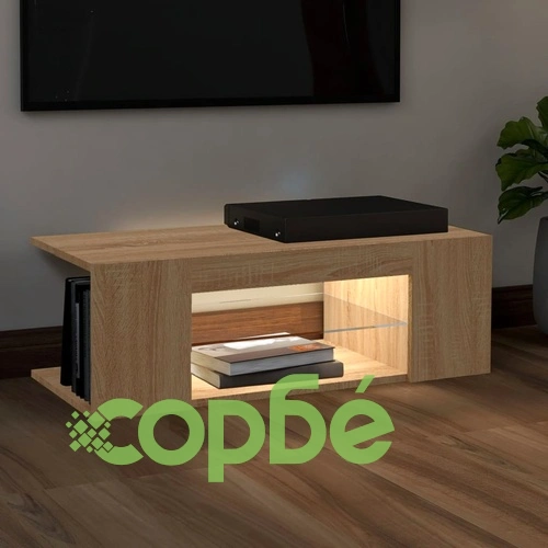 ТВ шкаф с LED осветление, дъб сонома, 90x39x30 см на топ цена от sorbe.bg ТВ шкаф с LED осветление, дъб сонома, 90x39x30 см ➤ топ цена ➤ sorbe.bg