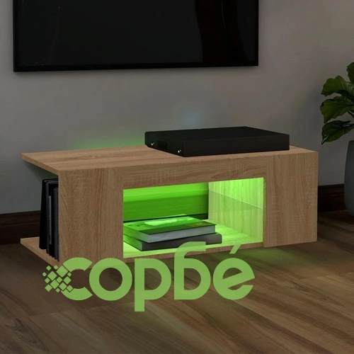 ТВ шкаф с LED осветление, дъб сонома, 90x39x30 см на топ цена от sorbe.bg ТВ шкаф с LED осветление, дъб сонома, 90x39x30 см ➤ топ цена ➤ sorbe.bg