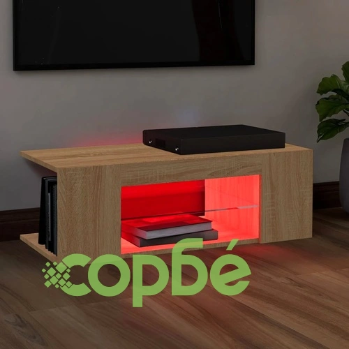 ТВ шкаф с LED осветление, дъб сонома, 90x39x30 см на топ цена от sorbe.bg ТВ шкаф с LED осветление, дъб сонома, 90x39x30 см ➤ топ цена ➤ sorbe.bg