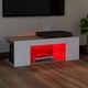 ТВ шкаф с LED осветление, бяло и дъб сонома, 90x39x30 см