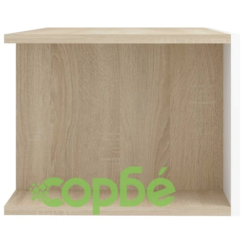 ТВ шкаф с LED осветление, бяло и дъб сонома, 90x39x30 см ➤ топ цена ➤ sorbe.bg