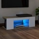 ТВ шкаф с LED осветление, бяло и дъб сонома, 90x39x30 см