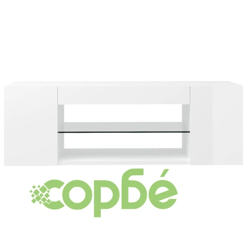 ТВ шкаф с LED осветление, бял гланц, 90x39x30 см ➤ топ цена ➤ sorbe.bg