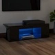 ТВ шкаф с LED осветление, черен гланц, 90x39x30 см