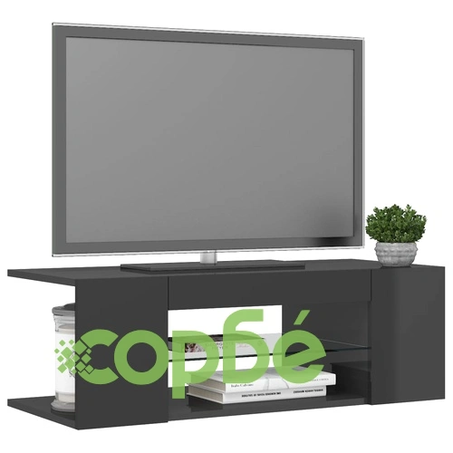 ТВ шкаф с LED осветление, сив гланц, 90x39x30 см ➤ топ цена ➤ sorbe.bg