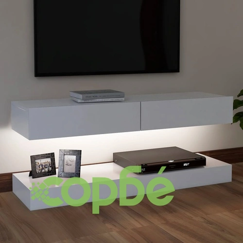 ТВ шкаф с LED осветление, бял, 120x35 см на топ цена от sorbe.bg ТВ шкаф с LED осветление, бял, 120x35 см ➤ топ цена ➤ sorbe.bg