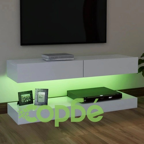 ТВ шкаф с LED осветление, бял, 120x35 см на топ цена от sorbe.bg ТВ шкаф с LED осветление, бял, 120x35 см ➤ топ цена ➤ sorbe.bg
