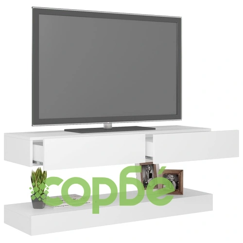 ТВ шкаф с LED осветление, бял, 120x35 см на топ цена от sorbe.bg ТВ шкаф с LED осветление, бял, 120x35 см ➤ топ цена ➤ sorbe.bg