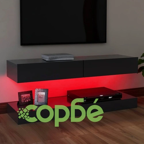 ТВ шкаф с LED осветление, сив, 120x35 см ➤ топ цена ➤ sorbe.bg