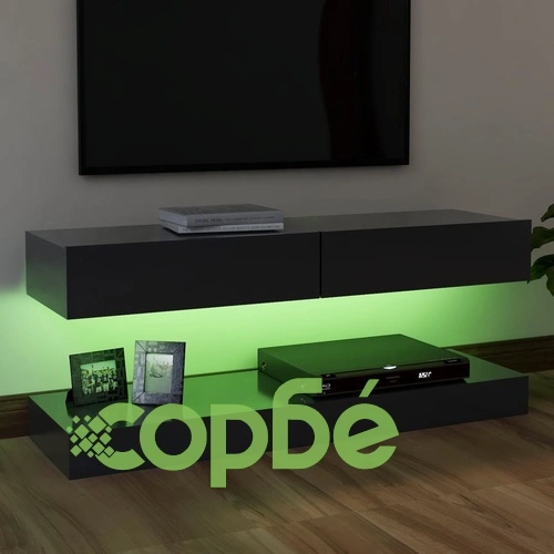 ТВ шкаф с LED осветление, сив, 120x35 см ➤ топ цена ➤ sorbe.bg