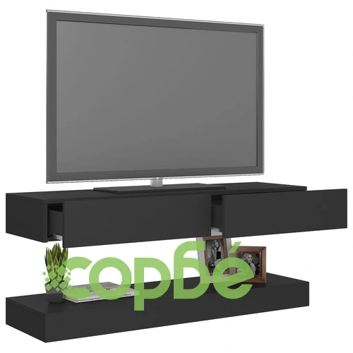 ТВ шкаф с LED осветление, сив, 120x35 см ➤ топ цена ➤ sorbe.bg