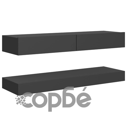 ТВ шкаф с LED осветление, сив, 120x35 см ➤ топ цена ➤ sorbe.bg