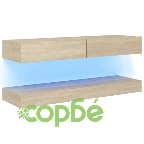 ТВ шкаф с LED осветление, дъб сонома, 120x35 см ➤ топ цена ➤ sorbe.bg
