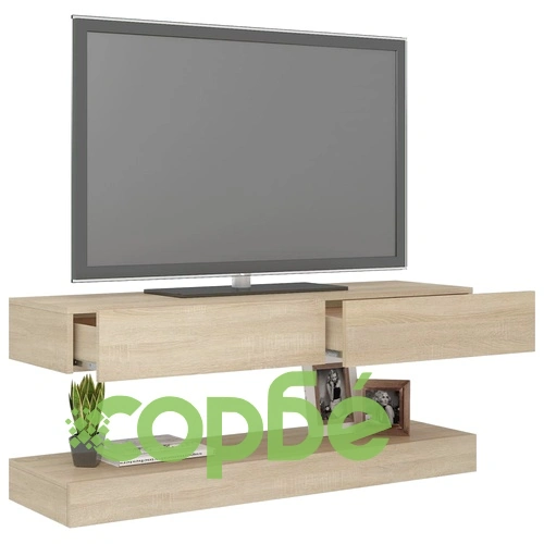 ТВ шкаф с LED осветление, дъб сонома, 120x35 см ➤ топ цена ➤ sorbe.bg