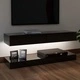 ТВ шкаф с LED осветление, черен гланц, 120x35 см