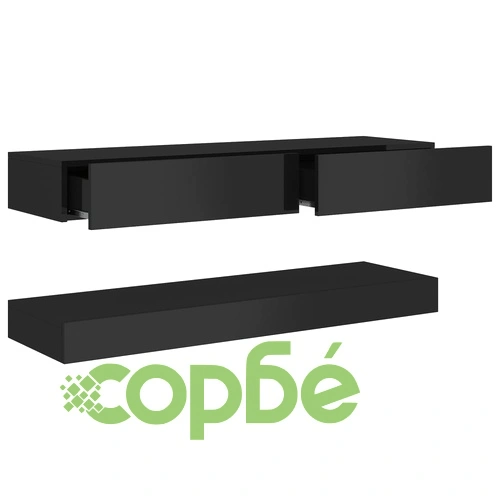 ТВ шкаф с LED осветление, черен гланц, 120x35 см ➤ топ цена ➤ sorbe.bg