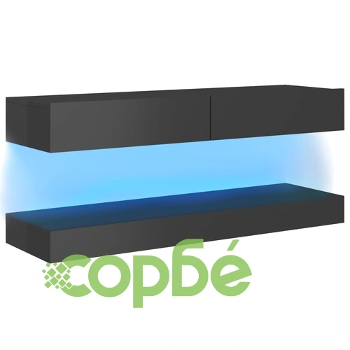 ТВ шкаф с LED осветление, сив гланц, 120x35 см ➤ топ цена ➤ sorbe.bg