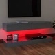 ТВ шкаф с LED осветление, сив гланц, 120x35 см