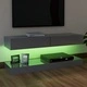 ТВ шкаф с LED осветление, сив гланц, 120x35 см