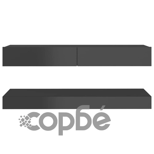 ТВ шкаф с LED осветление, сив гланц, 120x35 см ➤ топ цена ➤ sorbe.bg