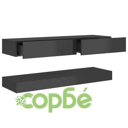 ТВ шкаф с LED осветление, сив гланц, 120x35 см ➤ топ цена ➤ sorbe.bg