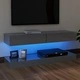 ТВ шкаф с LED осветление, сив гланц, 120x35 см