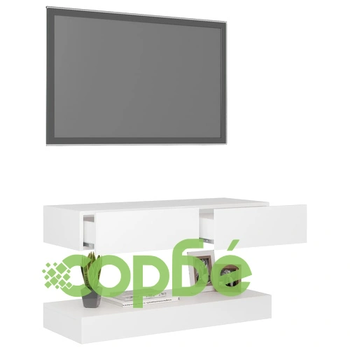 ТВ шкаф с LED осветление, бял, 90x35 см на топ цена от sorbe.bg ТВ шкаф с LED осветление, бял, 90x35 см ➤ топ цена ➤ sorbe.bg