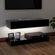 ТВ шкаф с LED осветление, черен, 90x35 см