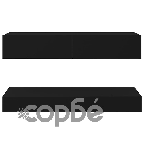 ТВ шкаф с LED осветление, черен, 90x35 см ➤ топ цена ➤ sorbe.bg