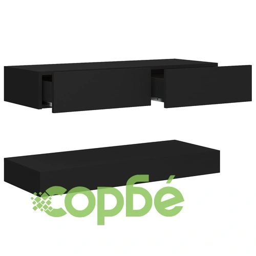 ТВ шкаф с LED осветление, черен, 90x35 см ➤ топ цена ➤ sorbe.bg