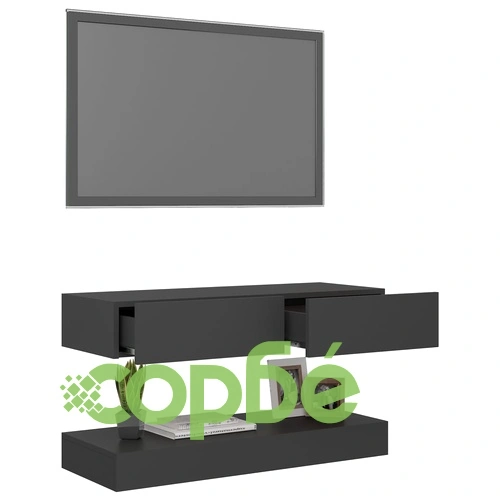 ТВ шкаф с LED осветление, сив, 90x35 см ➤ топ цена ➤ sorbe.bg