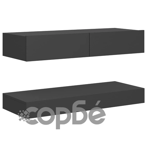 ТВ шкаф с LED осветление, сив, 90x35 см ➤ топ цена ➤ sorbe.bg