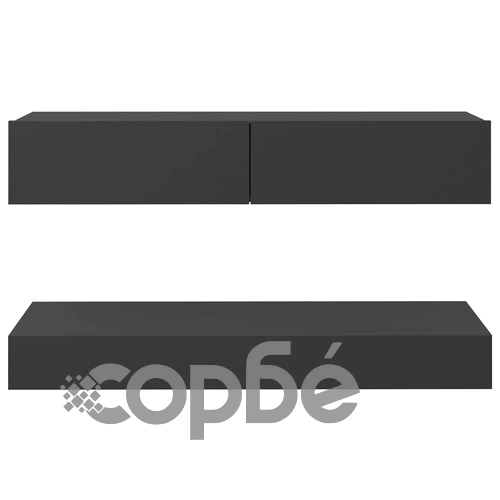 ТВ шкаф с LED осветление, сив, 90x35 см ➤ топ цена ➤ sorbe.bg